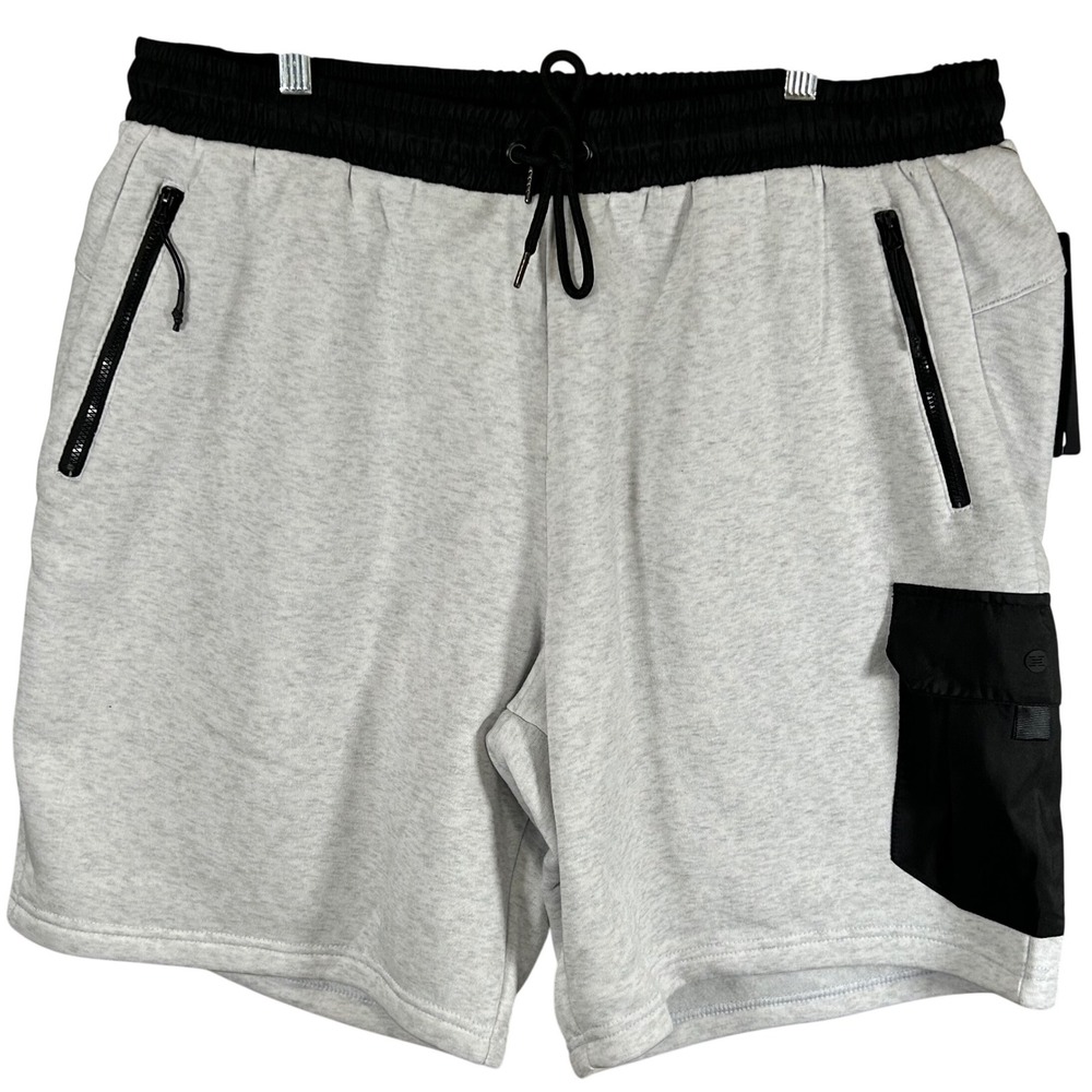RBX Active Mens 2X Fleece Shorts Gray Black Zipper Cargo Pockets NEW